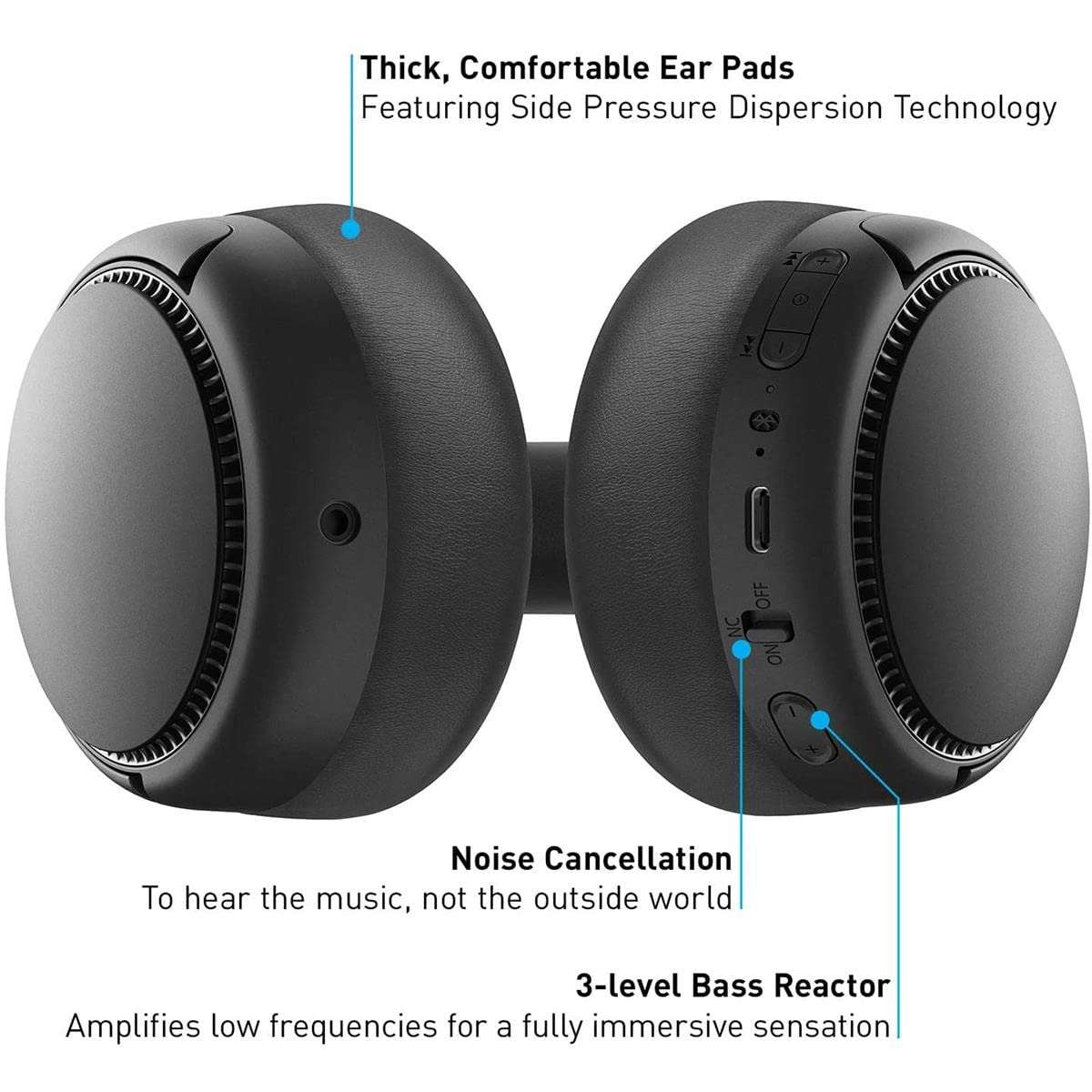 Panasonic RB-M700B Deep Bass Wireless Bluetooth Immersive Headphones with XBS DEEP, Bass Reactor and Noise Cancelling (Black) 3