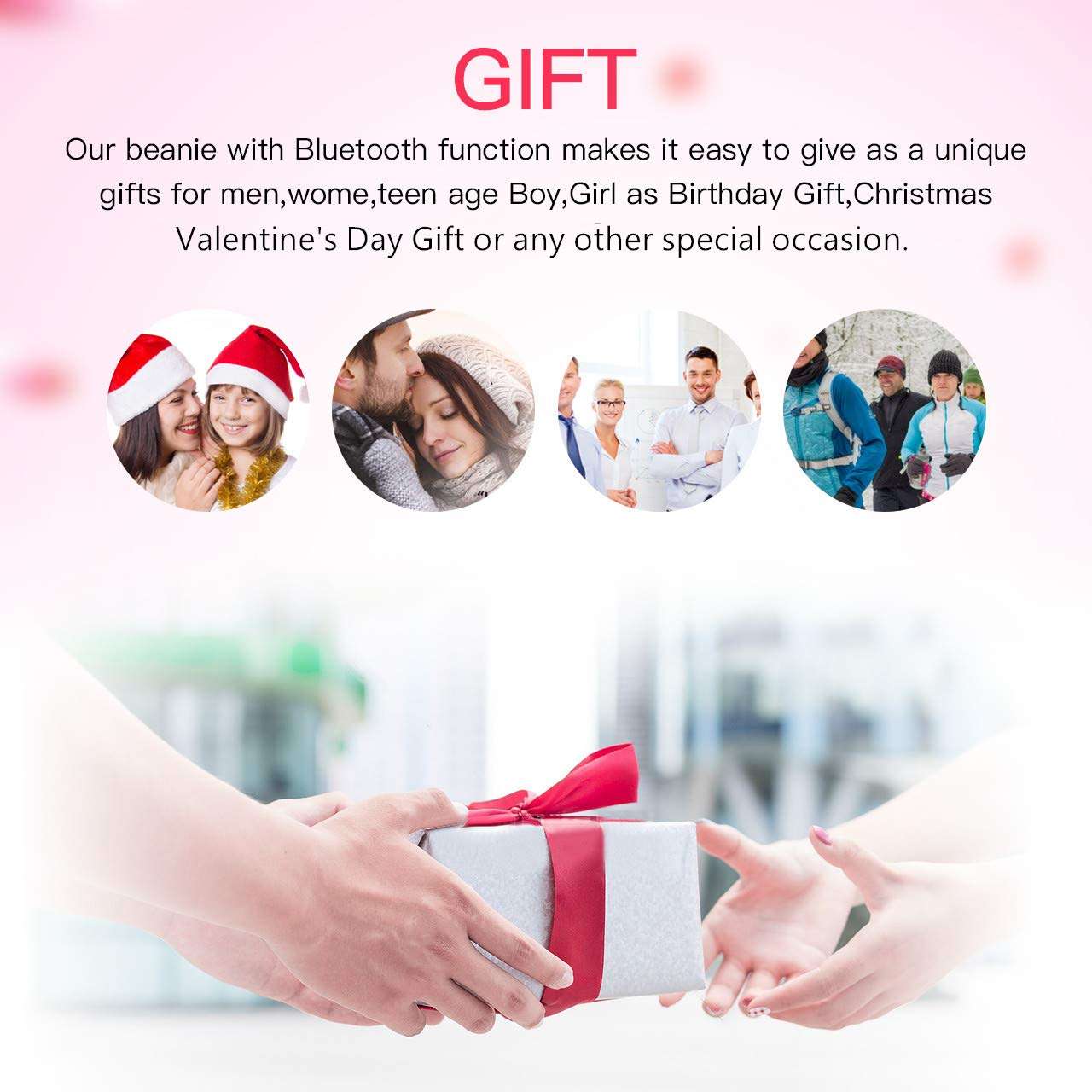 Bluetooth Beanie Hat for Men Women, Upgraded 5.0 Music Knit Cap Rechargeable Headset Hand-Free Phone with Hi-Fi Stereo Speakers Teen Kids Boys Girls Sports Running Skiing Gray 2