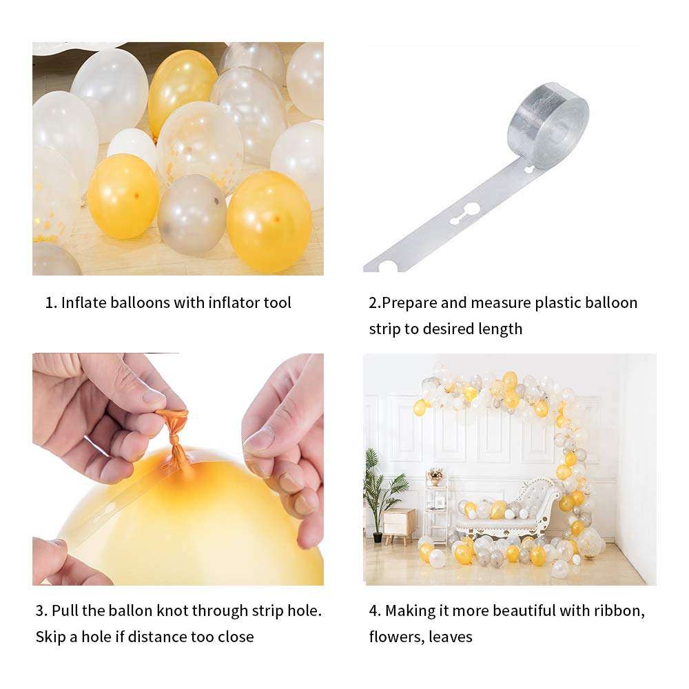 Balloon Arch Garland Kit 127pcs White Balloon Arch Kit gold balloon garland Wedding DIY Balloon arch Party Centerpiece Backdrop Background for the baby shower decorations 3