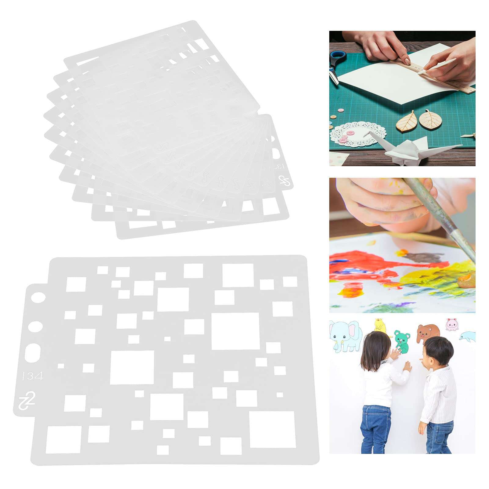 Mandala Templates, Painting Drawing Stencils Cutting Art Craft Supplies 5x5.5in Reusable for Wall for Scrapbooking 6