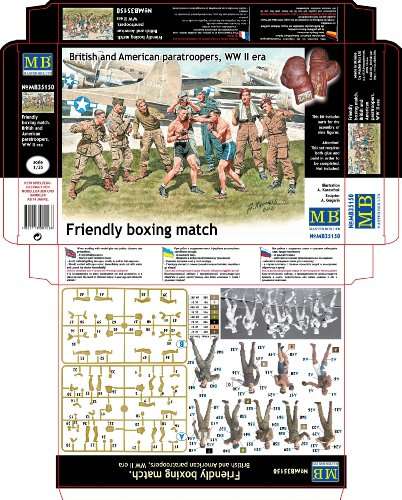 Master Box Models "Friendly Boxing Match" British and American Paratroopers WWII Era Model Building Kit (9 Figures Set), Scale 1/35 5