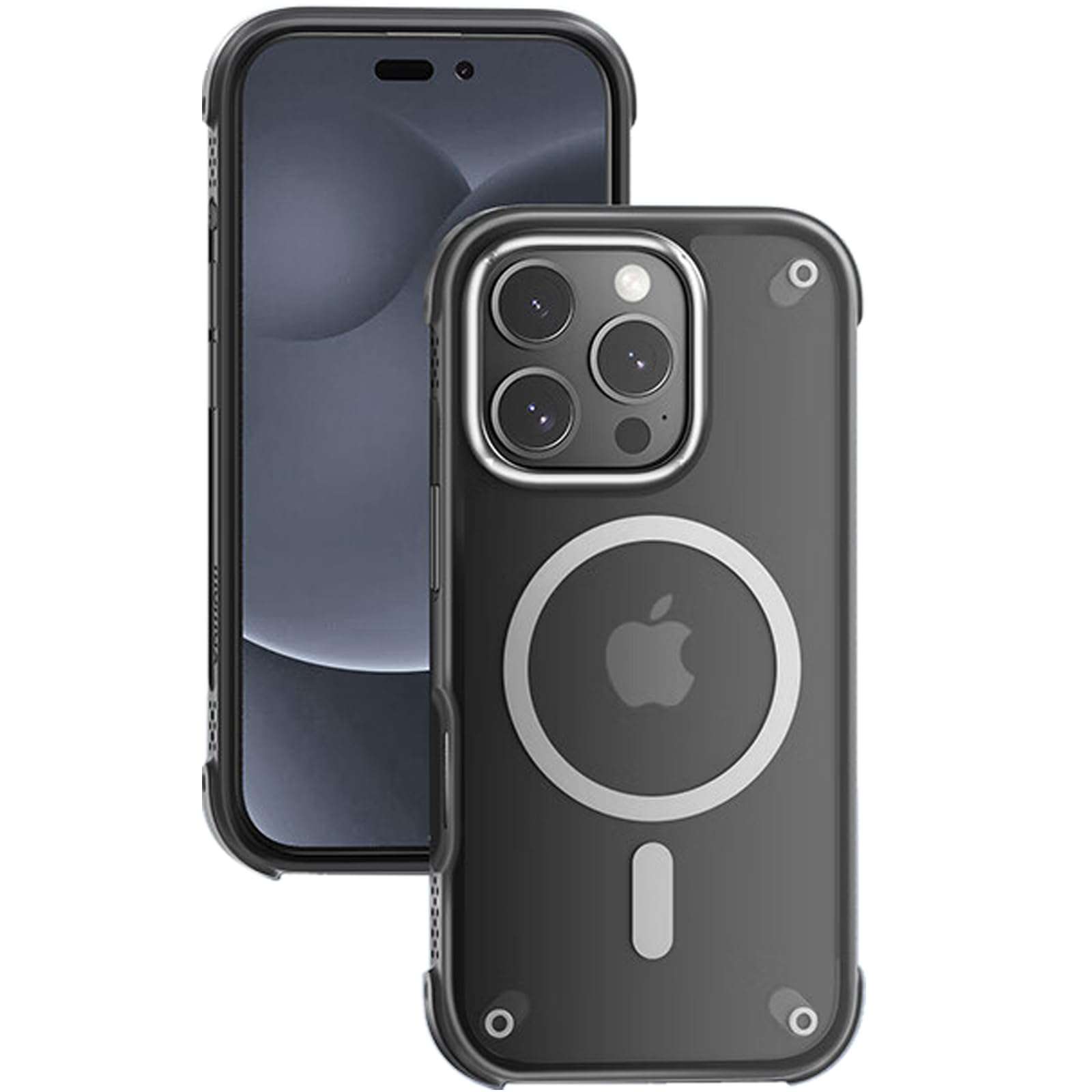 Case for iPhone 16/16 Plus/16 Pro/16 Pro Max, [Frosted Series] Compatible with MagSafe, Grip Sides, Translucent Matte Texture, Protective Shockproof Bumpers,Black,16 1