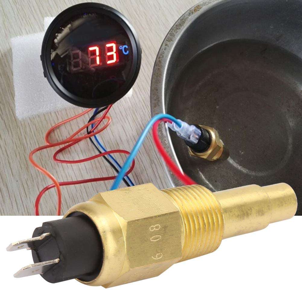 ViaGasaFamido Water Temp Sensor 6-24V 3W 3/8 NPT Brass Engine Water Temperature Sensor Generator Part Fit for 103 ±3 Protective Threshold 38℃-120℃ Measuring Range 6
