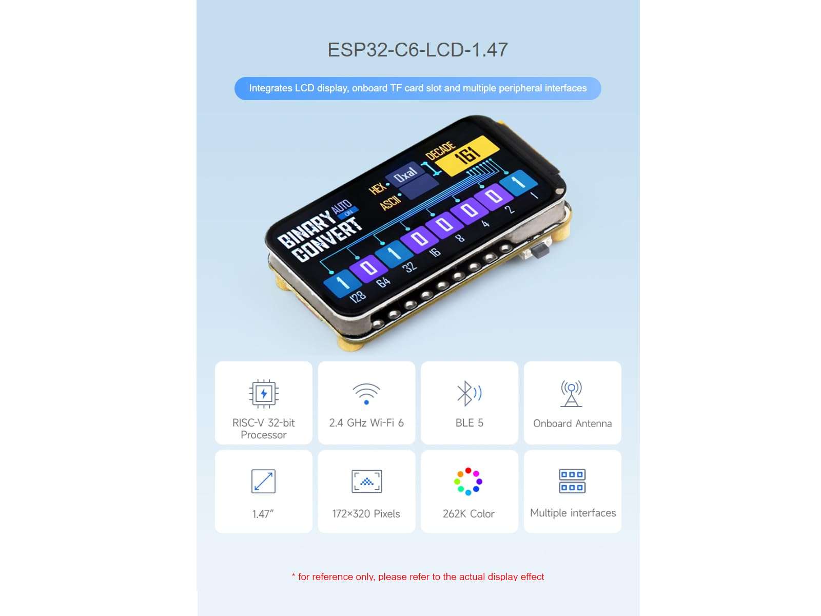 waveshare 2 Pack ESP32-C6 1.47inch Display Development Board 172×320 Resolution 262K Color LCD, 32-bit RISC-V Processor,Supports Wi-Fi 6(802.11 b/g/n) and Bluetooth 5 (LE) 3