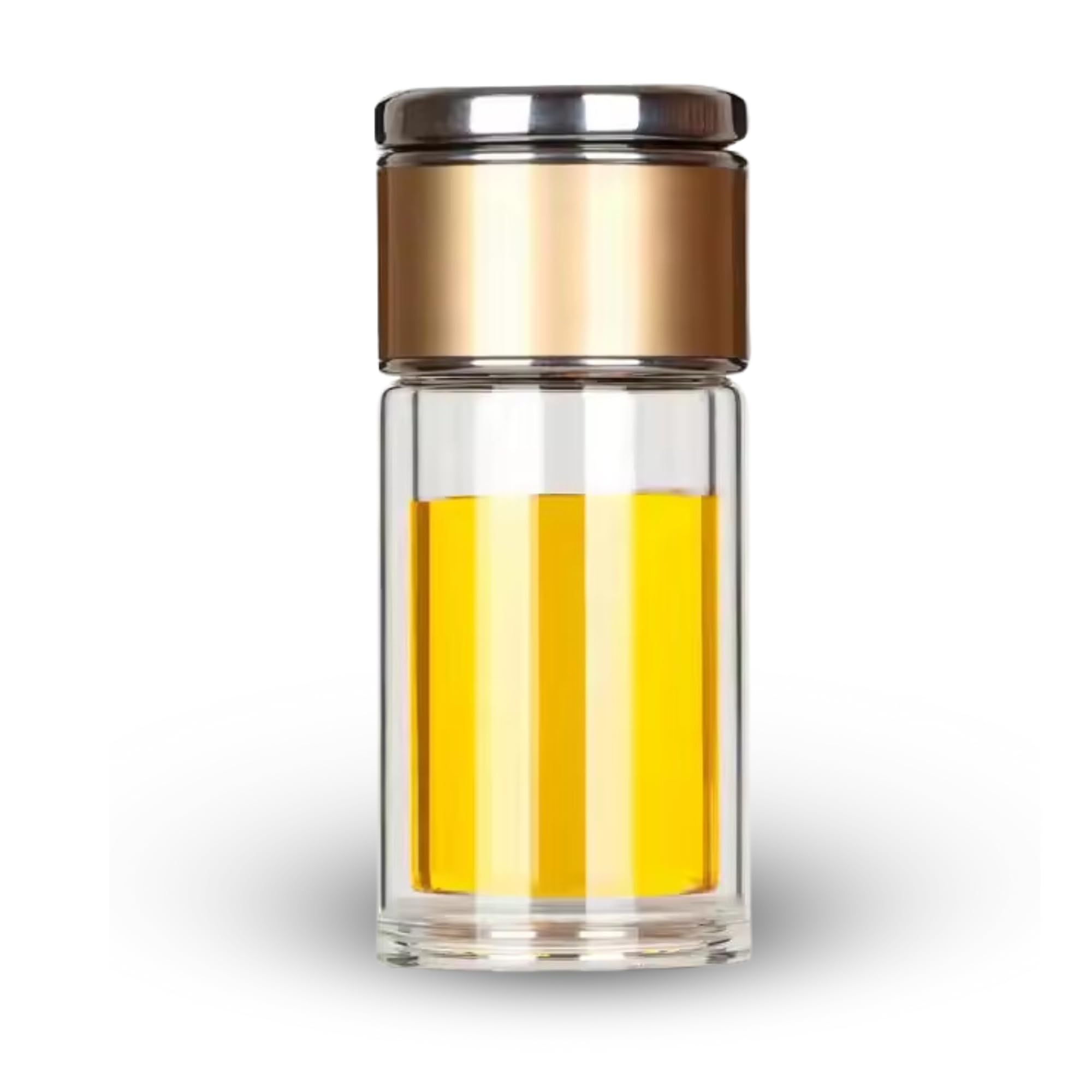 daiDokoro 300ml Fruit & Tea Infuser Glass Water Bottle | Tea & Water Separation Bottle with Infuser | Perfect for Herbal Tea Leaves, Infused Detox Water, Gym, Office, Travel (Champagne)