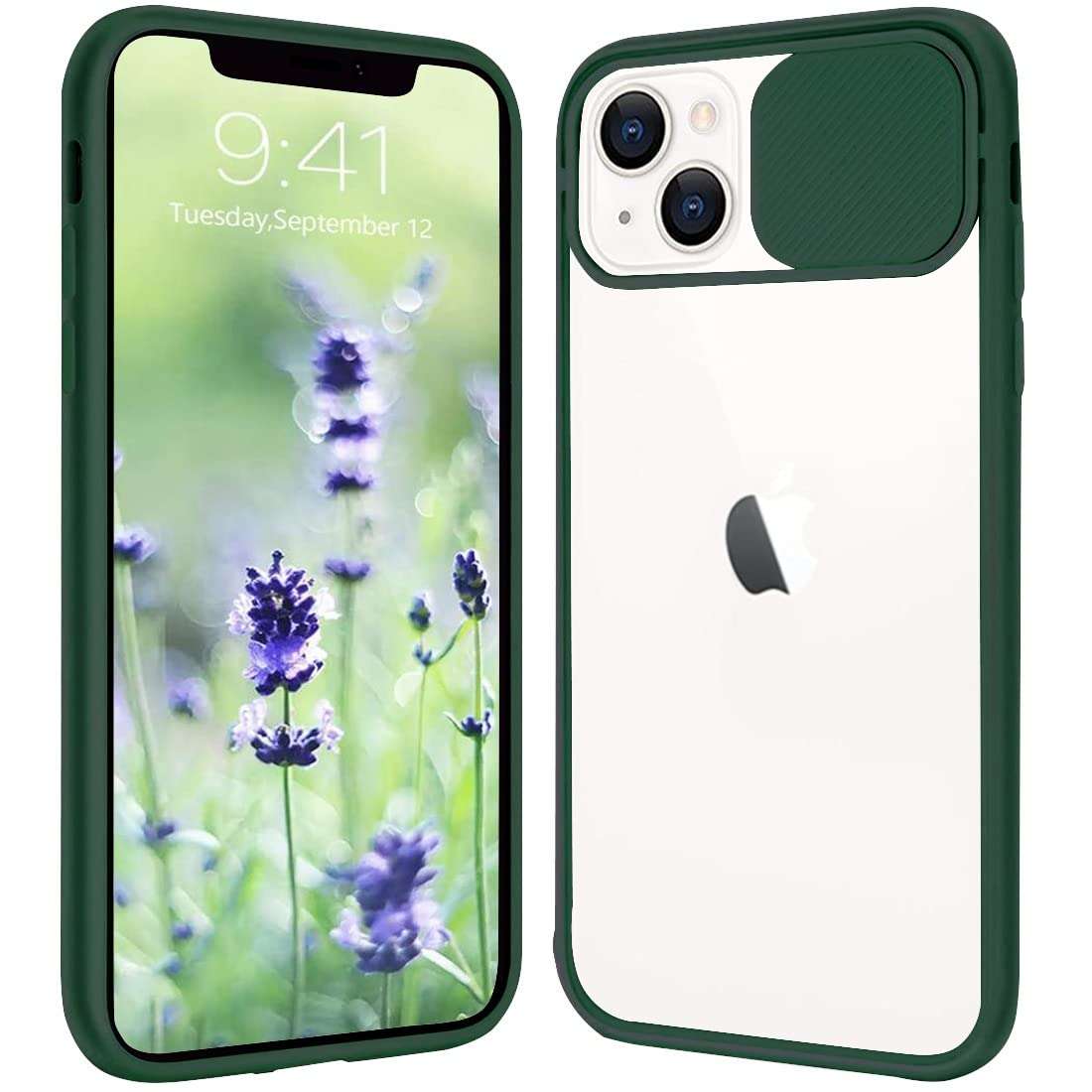 Vonzee® Compatible with iPhone 13 (6.1 inch) Case, Slide Camera Cover Lens Protection, Anti-Fingerprint Shockproof Protective Phone Covers for iPhone 13 (Black) 1