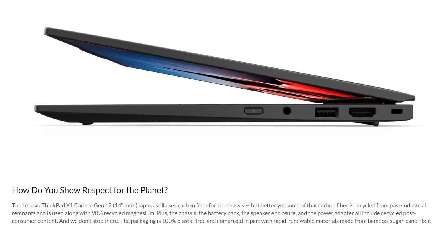 Lenovo Gen 12 ThinkPad X1 Carbon Laptop with Intel Ultra 7 155U Processor, 14" OLED 2.8K Non-Touch 120Hz Display, 32GB 6400MHz RAM, 1TB Gen4 Performance SSD, Anti-Glare, HDR 500, and Windows 11 Pro 5