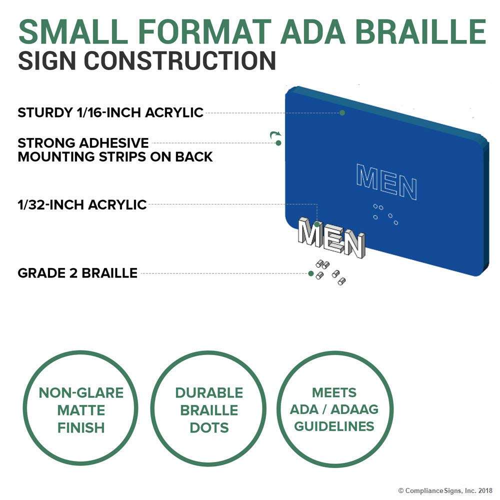 ComplianceSigns.com Electrical Room Sign, ADA-Compliant Braille and Raised Letters, 8x4 in. White on Black Acrylic with Adhesive Mounting Strips, American Made Safety Signs for the Workplace 5