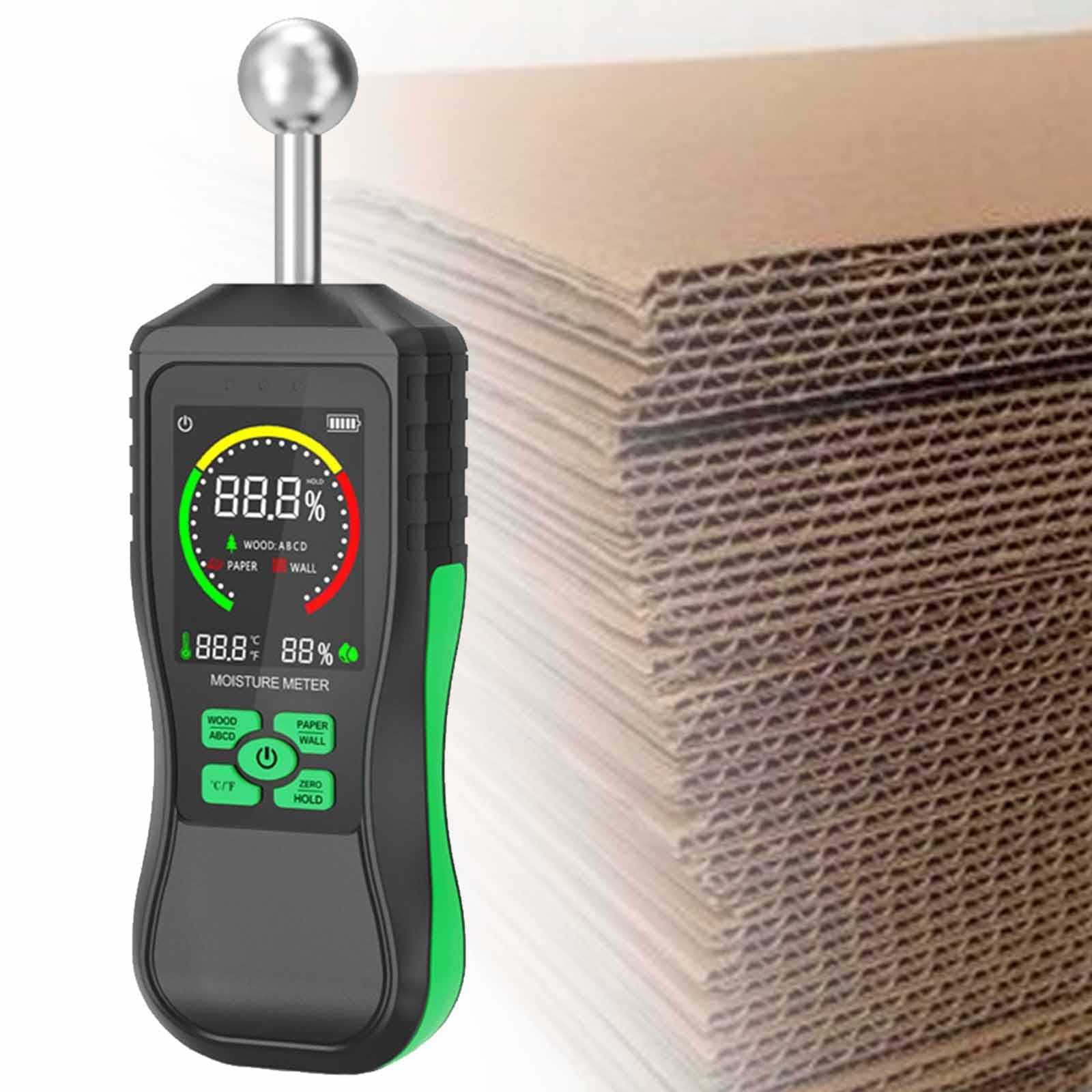 NVYAZJ Spherical Induction Moisture Meter, Portable Moistures Detector with Buzzer Alarm, 3-Color Indicator Simulation Bar, High Precision and Responsive for Floor, Wood