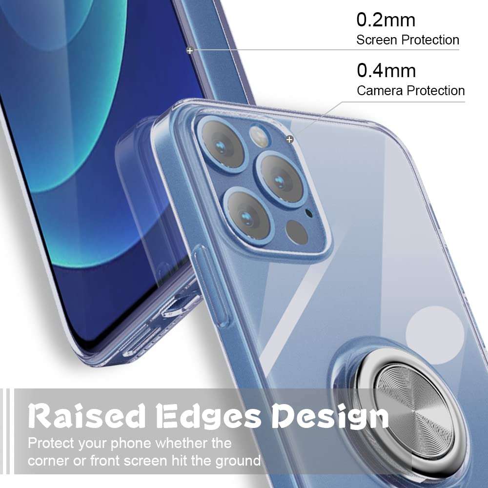 Sitikai Compatible with iPhone 12 Pro Max case 6.7 Inch Ring Magnetic Kickstand Soft Silicone Thin Slim Flexible Bumper Fully Protective Transparent Silm Anti-Yellowing Anti-Scratch Shockproof Clear 4