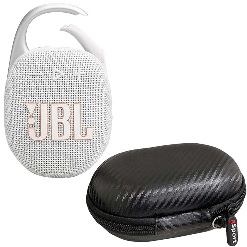 JBL Clip 5 Ultra Portable Bluetooth Speaker Bundle with gSport Case (White) 1