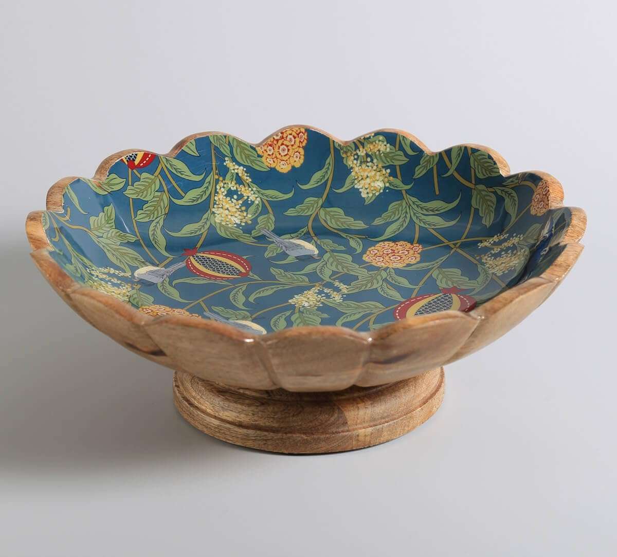 India Circus by Krsnaa Mehta Flights of Vivers Wooden Fruit Bowl for Home Décor | Table Centerpiece, Storage Bowls Holder for Kitchen Counter, Mango Wood 12-Inch, Set of 1 4