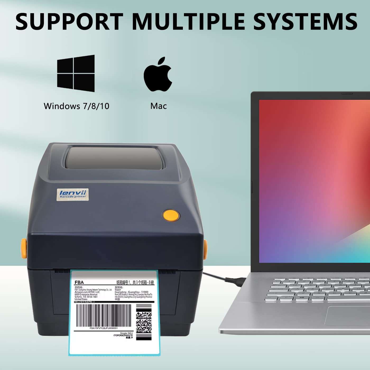 LENVII LV-480 Wired Thermal Label Printer USB Thermal Shipping Barcode Printer, 4×6 Label Maker Printer Compatible with Win & Mac for Shipping Packages, Etsy, Amazon, FedEx, UPS, Shopify 4