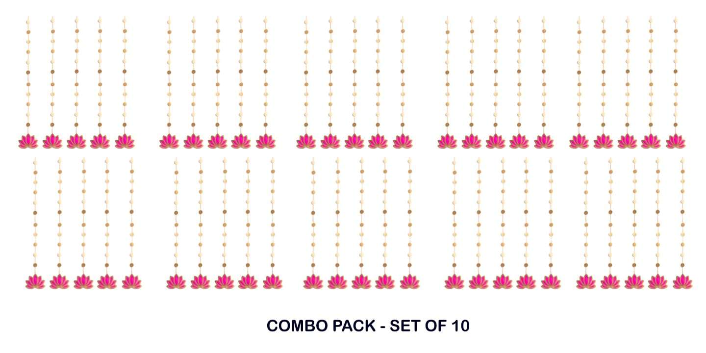 The Banner Company Pink & Gold 2m Lotus Paper Garlands (Pack of 10) - Perfect for Diwali, Pooja, Navaratri, and Festive Decorations 3
