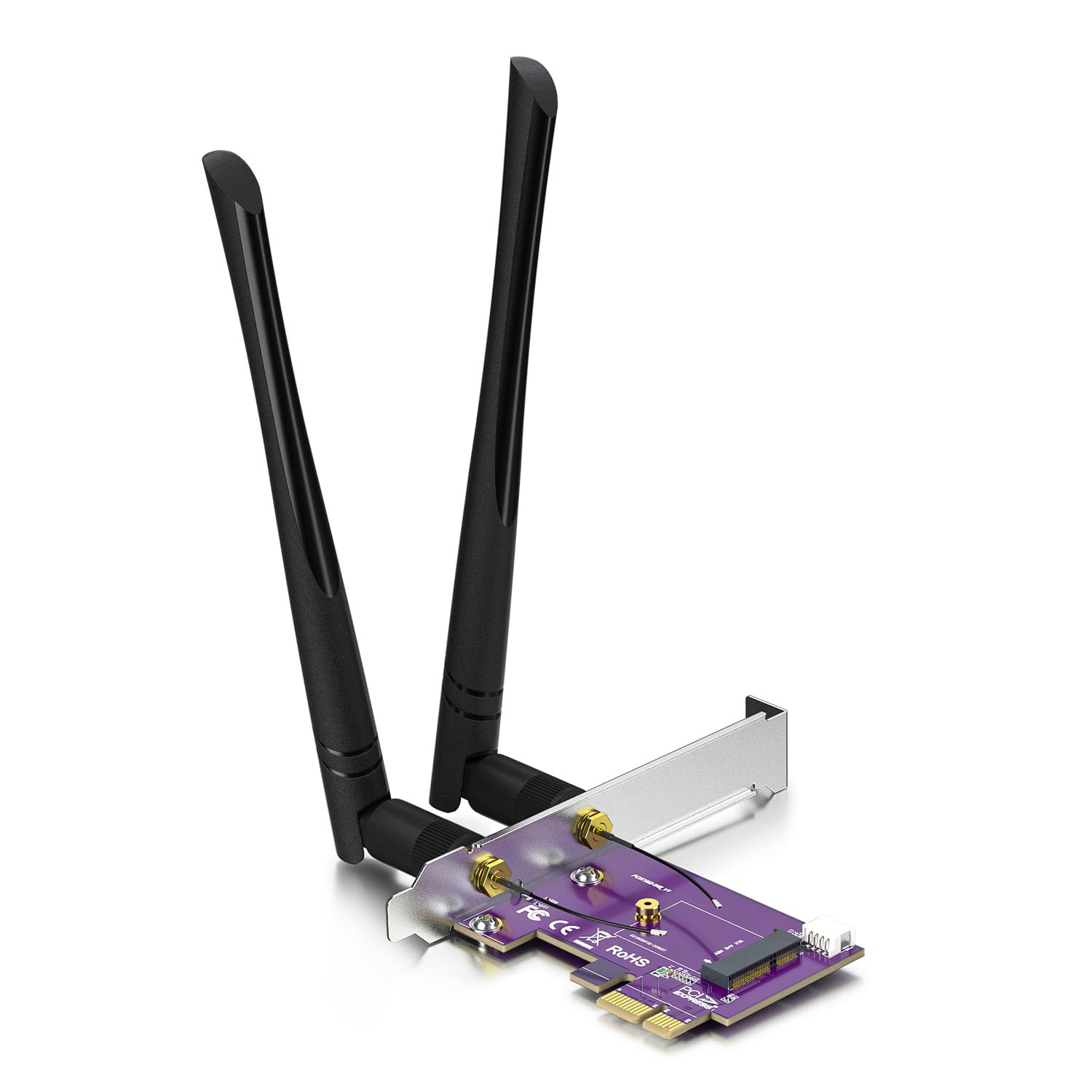 PCIe x1 to M.2 WiFi Bluetooth Adapter Card - Supports A+E Key NGFF Modules, Dual-Band 2.4GHz/5GHz with 2X 5dBi Antennas | Desktop Wireless Upgrade Solution