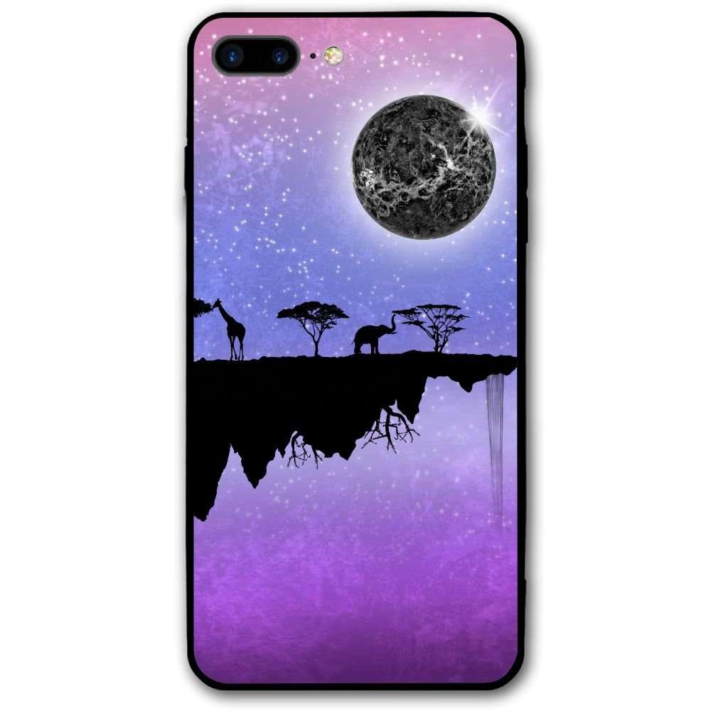 Space Elephant Giraffe Moon Island iPhone 8 Plus/iPhone 7 Plus Case,Hard PC Protective Graphic Design Mobile Phone Shell 3D Print Case Cover 5.5 Inch for iPhone 7P / 8P