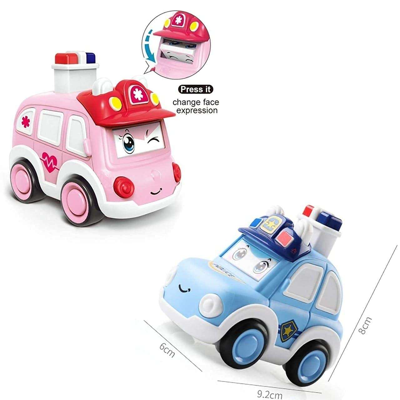 JYOTI HUB Kid New Play Set Plastic Ambulance & Police Car (Pack of 2) Friction Powered Press and Go Vehicle Toy for Kids 6