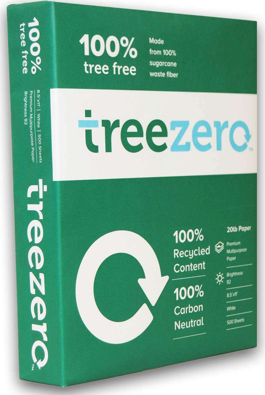 TreeFrog Tree-Free 100% Recycled Premium Multipurpose Copy Fax Inkjet Laser Printer Paper 8 1/2 x 11 inch Letter Size 20 lb. Density 92 Bright White Acid Free Ream 500 Total Sheets (TFLTR-P100-Ream)