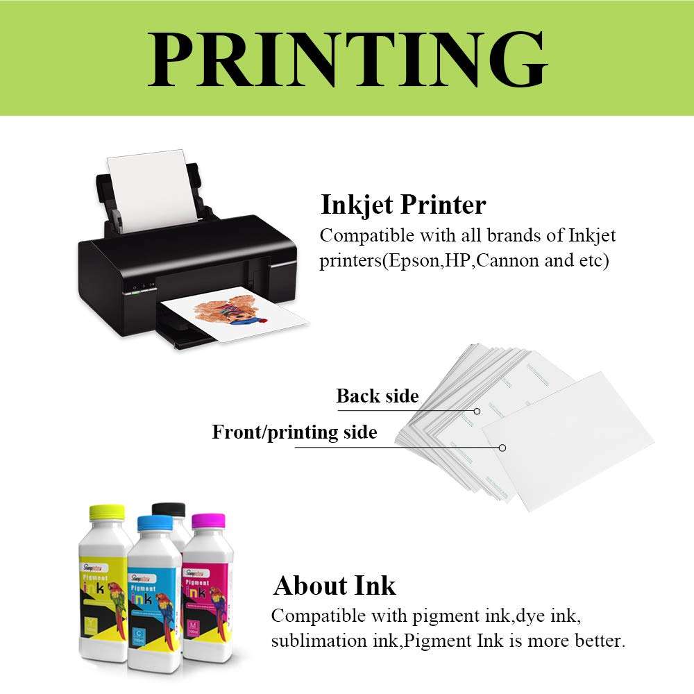 Stampcolour Heat Transfer Paper for Drak Fabrics,Inkjet Premium Iron-On Drak T Shirt Transfers Paper Compatible with Inkjet Printer,LTR Pack of 15 Sheets 8.5X11 Inches. 2