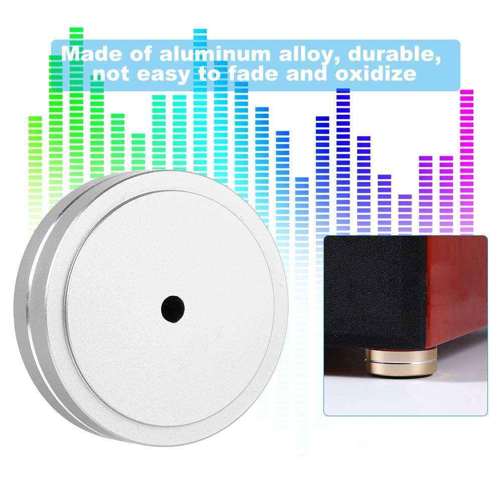 Pomya Speaker HiFi Isolation Damper Pad Professional Aluminum Alloy Audio Amplifier Feet Pad Speaker HiFi Isolation Damper Pad(Silver) 4