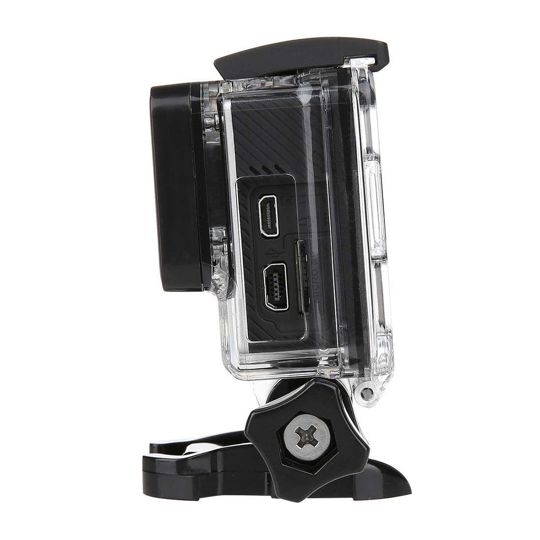 YANGJIAN 2 in 1 Waterproof Protective Housing Case Diving Box + External Mini Stereo MIC Microphone with 17CM 3.5mm to Mini USB 10 Pin Adapter Cable for for GoPro Hero 4/3+ / 3, Microphone Size: 5.5 6