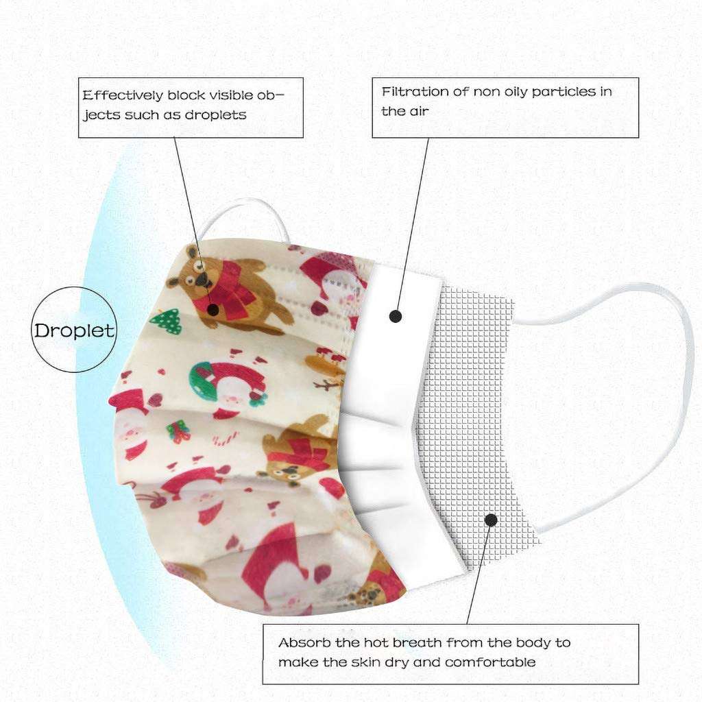 Coolbiz Kids Disposable Face_Mask,50pcs Cute Printing Face Bandanas,3 Ply Non-Woven Breathable for Outdoor Activities 3