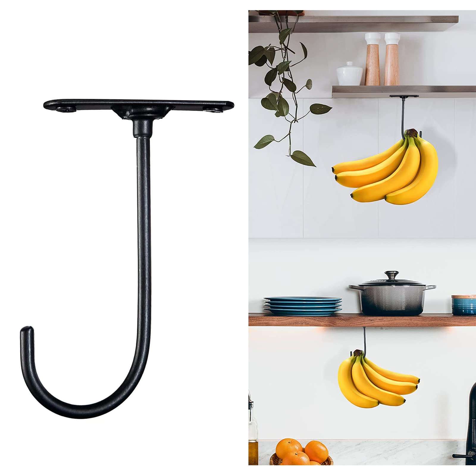 XAGMODSHN Banana Hanger Under Cabinet Hook for Bananas Or Kitchen Items Keep Bananas Pre-drilled Screw Hole Home Decorations 3
