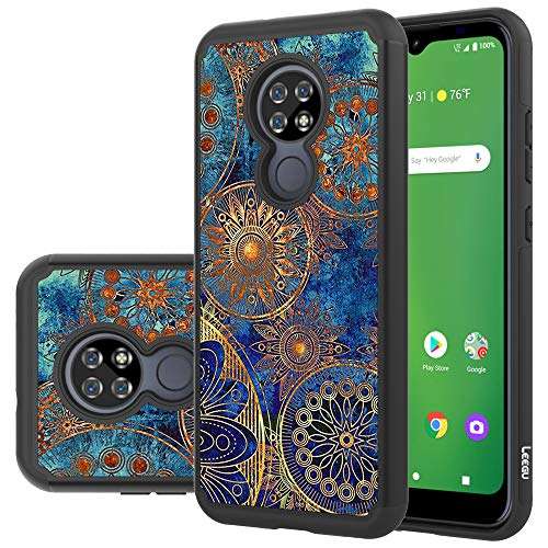 LEEGU for Cricket Ovation Case (U705AA) / AT&T Radiant Max Case (U705AC), Shock Absorption Dual Layer Heavy Duty Protective Silicone Plastic Cover Rugged Phone Case - Gear Wheel 1