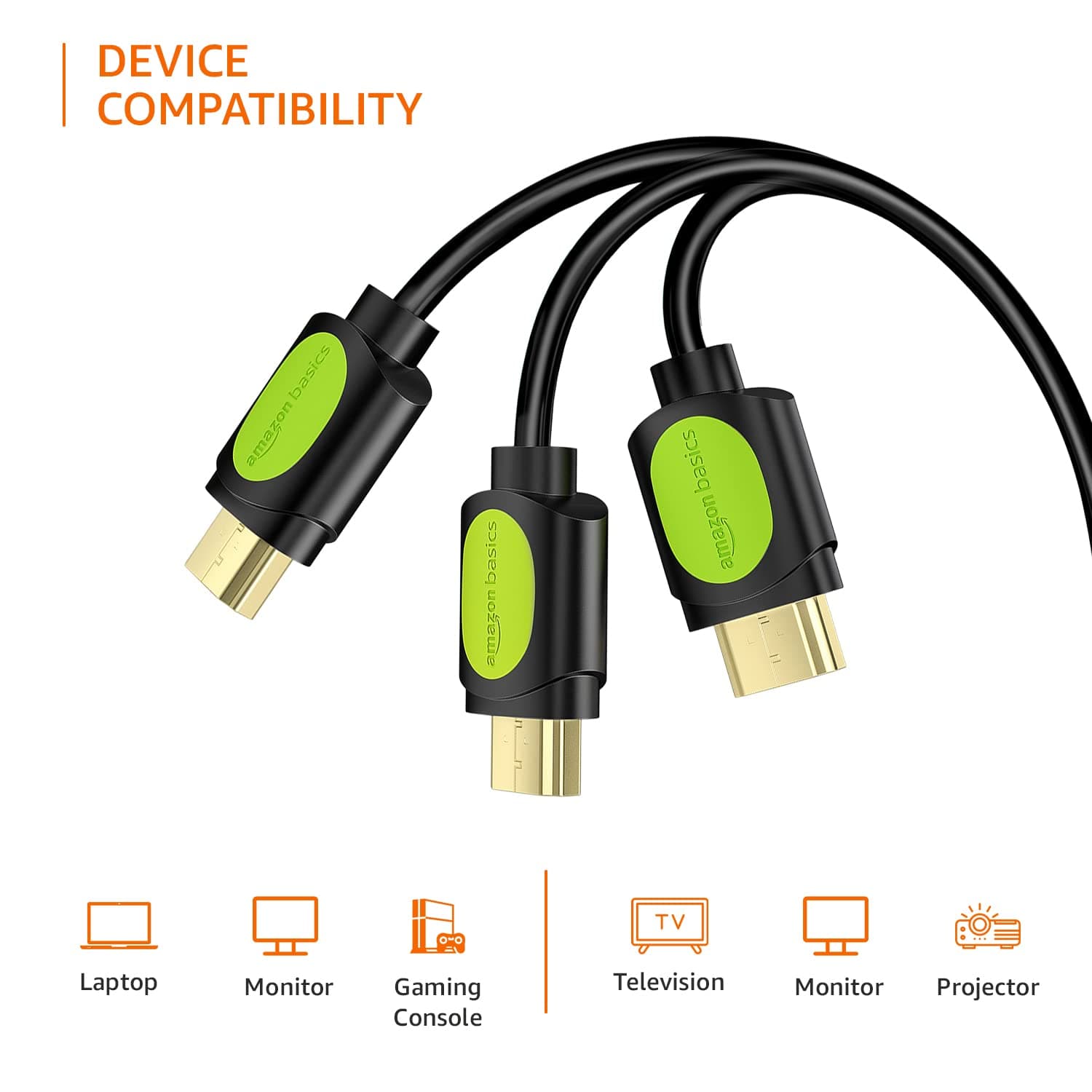 Amazon Basics High Speed HDMI Cable (Gold-Plated) - (10 Feet) & Micro USB Fast Charging Cable for Android Smartphone,Personal Computer,Printer with Gold Plated Connectors (6 Feet, Black) 5