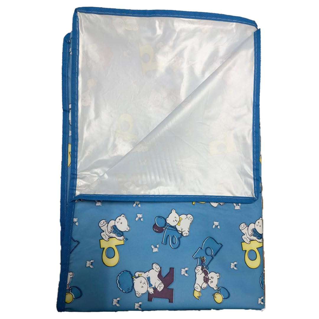 Printed Waterproof Baby Crib Bedsheet 36x54 Inch with Binding | PVC Urine Proof Mattress Protector | Baby Plastic Sheet for Newborn & Toddler | Pack of 1 (Blue Alphabet) 6