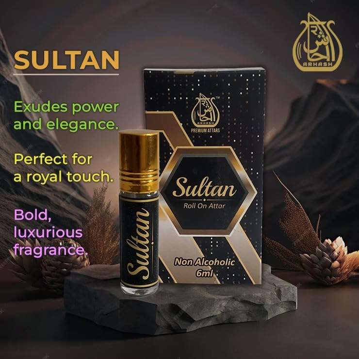 Arhash Premium Sultan Non-Alcoholic Attar - 6ml Roll-On | Long Lasting Arabic Fragrance | Alcohol-Free Ittar Perfume Oil for Men & Women 5