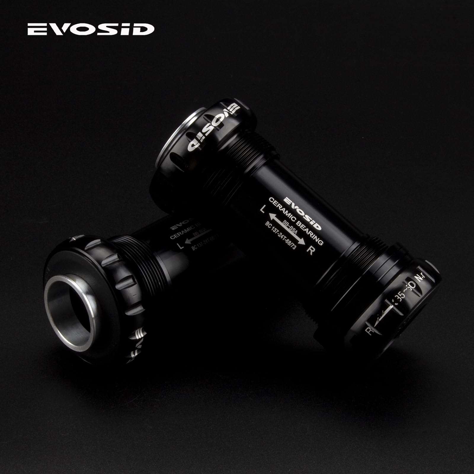 EVOSID Bike Ceramic Bearing Bottom Bracket BSA 68-73mm English Threaded BB 22mm/24mm for GXP Spindle, Compatible with MTB Road Bike Hollow Deore XT SLX R7000 R8000 4700 5800 6800 IXF Prowheel(Black) 6