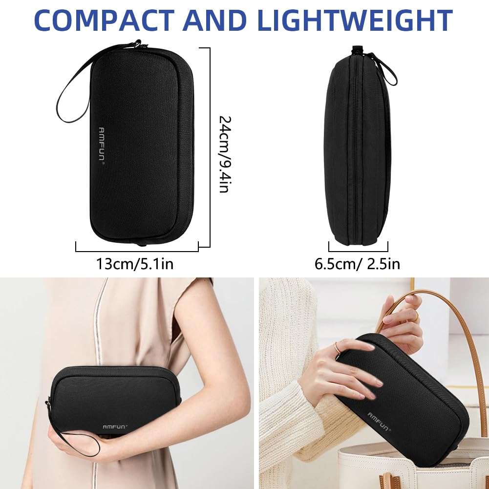 AMFUN Electronics Organizer Travel Case Bag, Portable Tech Pouch Accessories Carry Storage, Water Resistant Travel Bag Cable Organizer for Phone, Cables, Power Bank, USB Flash Drive, Daily Items 3