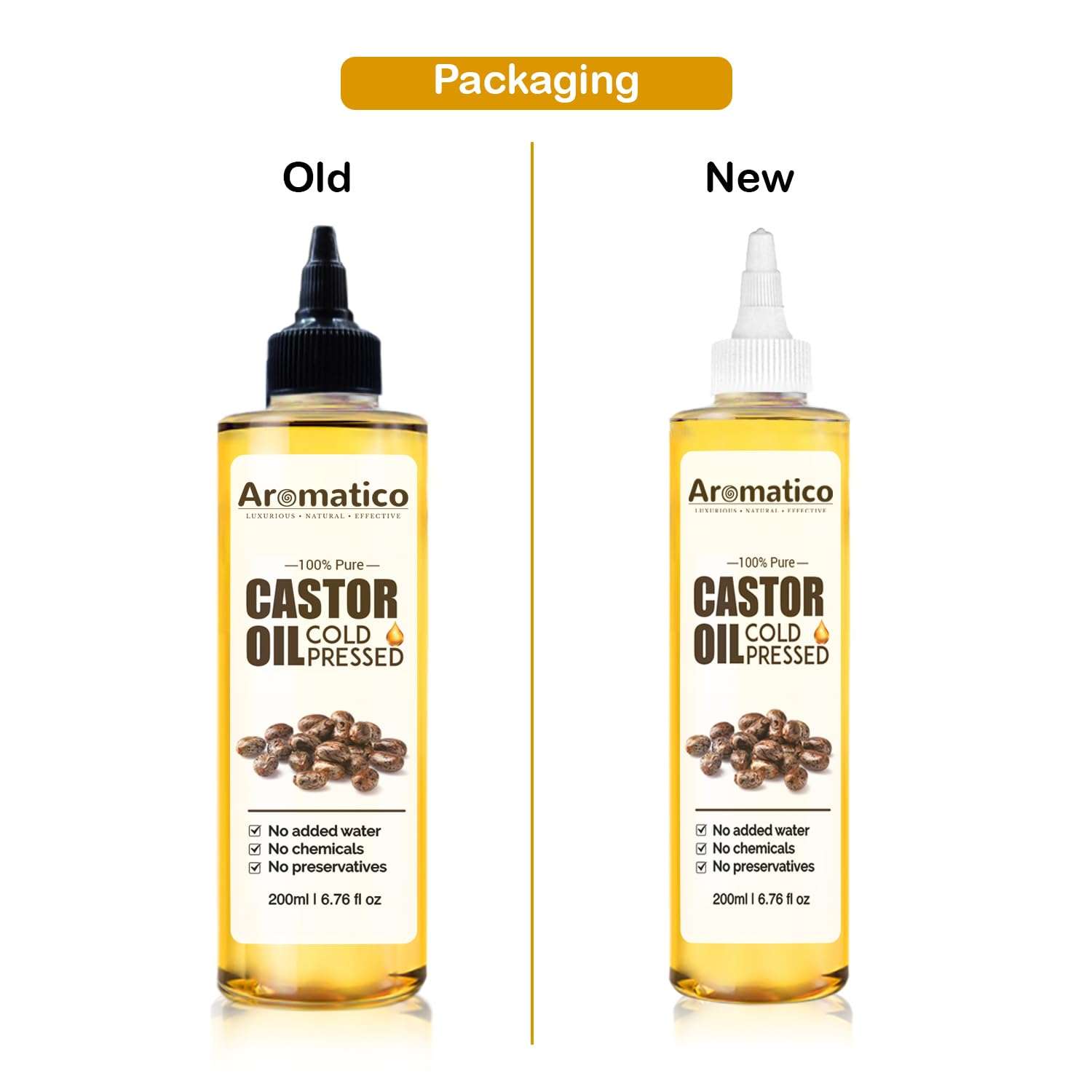 AROMATICO 100% Pure Cold-Pressed Castor Oil - 200ml. Promotes hair growth & hair health. Moisturizes Skin, Helps Reduce Wrinkles. Virgin Grade. For All Hair & Skin Types. 3