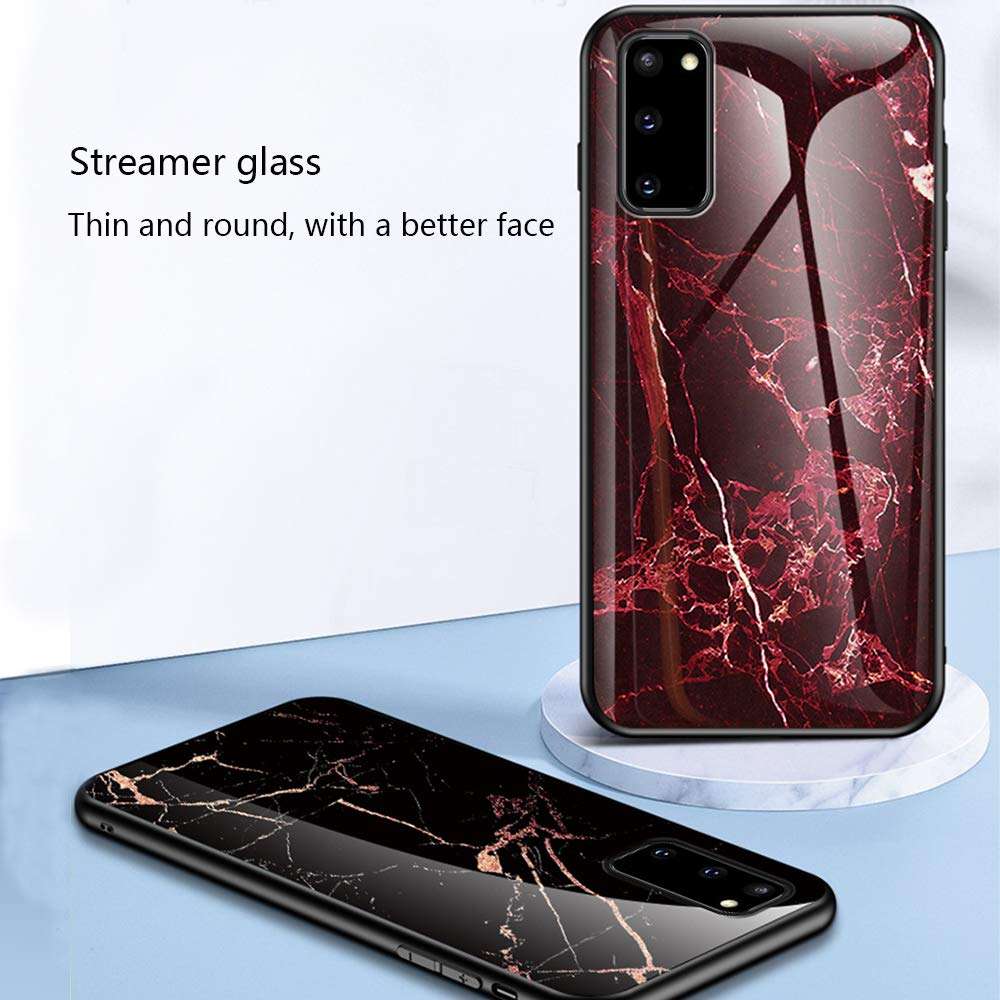 for Samsung Galaxy S20 FE 5G Case, Marble Hard Cover Made of 9H Tempered Glass Back Shell and Soft Silicone TPU Bumper Mobile Phone Protective Case Scratch-Resistant for Galaxy S20 FE 5G (8) 2