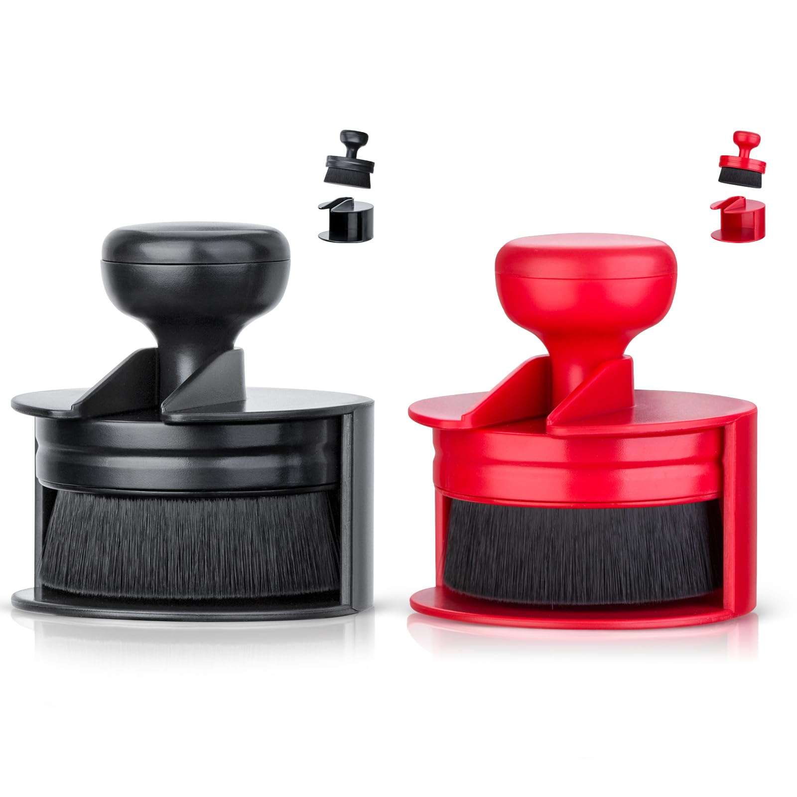 BABYSHEEP Tire Shine Applicator,Vegan Tire Shine Brush with Stand for Auto Detailing Cleaning Service (Black+Red) 1