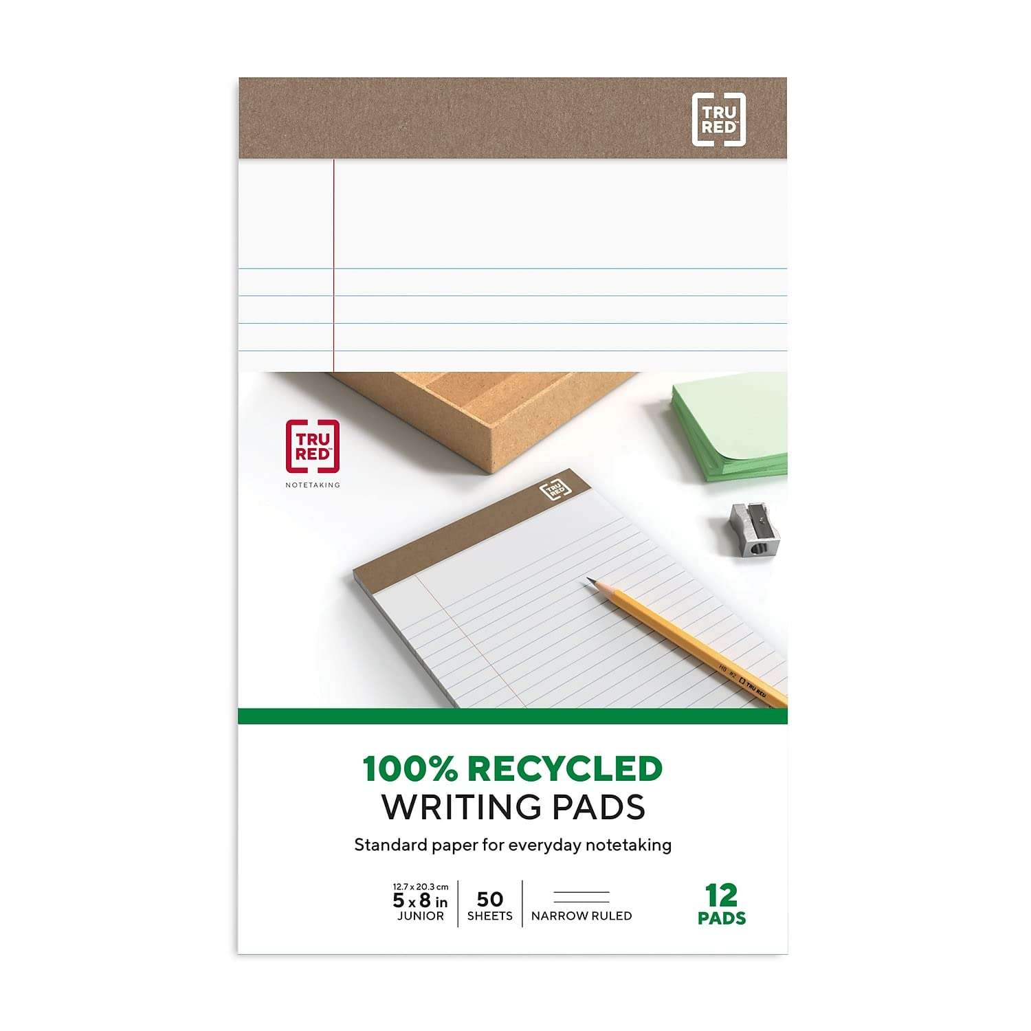 Staples 491461 Notepads 5-Inch x 8-Inch Narrow White 50 Sheets/Pad 12 Pads/PK (18592STP) 5