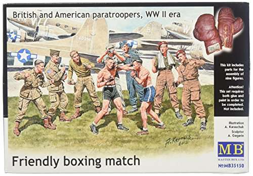 Master Box Models "Friendly Boxing Match" British and American Paratroopers WWII Era Model Building Kit (9 Figures Set), Scale 1/35 1