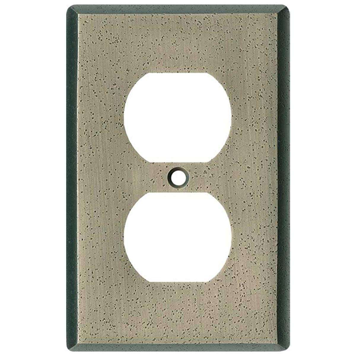 Switch Hits Outlet Cover Plate Receptacle Wall Plate | 1 Duplex Satin Brass Electrical Plug Faceplate | 1 Gang, 2.8" W x 4.6" H (Distressed Antique Pewter, 1 Duplex)