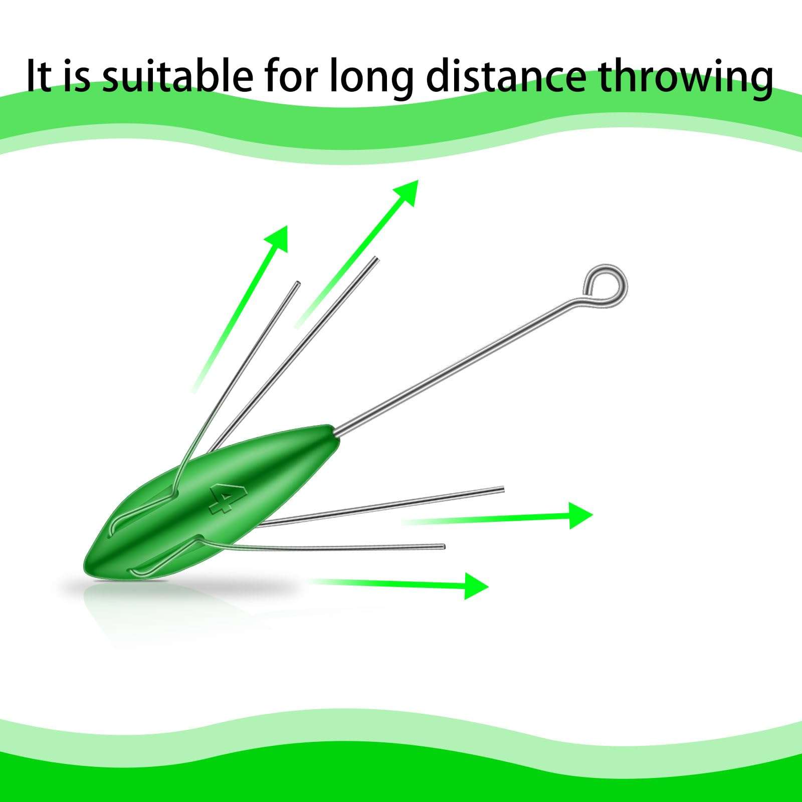 Libima 5 Pcs Sputnik Sinker Surf Fishing Saltwater Sand Spikes Spider Weights Long Tail Sputnik Fishing Catfish Weights for Sea Sand Ocean Beach, Green(Luminous,4 oz) 4