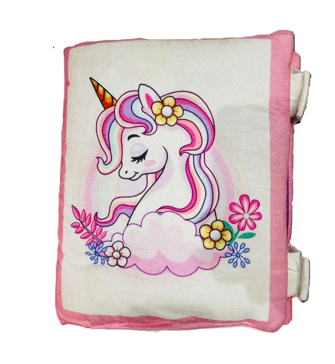 NISHOMES Unicorn Learning Cushion Pillow Book for Kids 2 Languages ​​to Learn - English and Hindi, Soft Fabric Cloth Books, Developmental Books for Kids Boys and Baby Girls 1