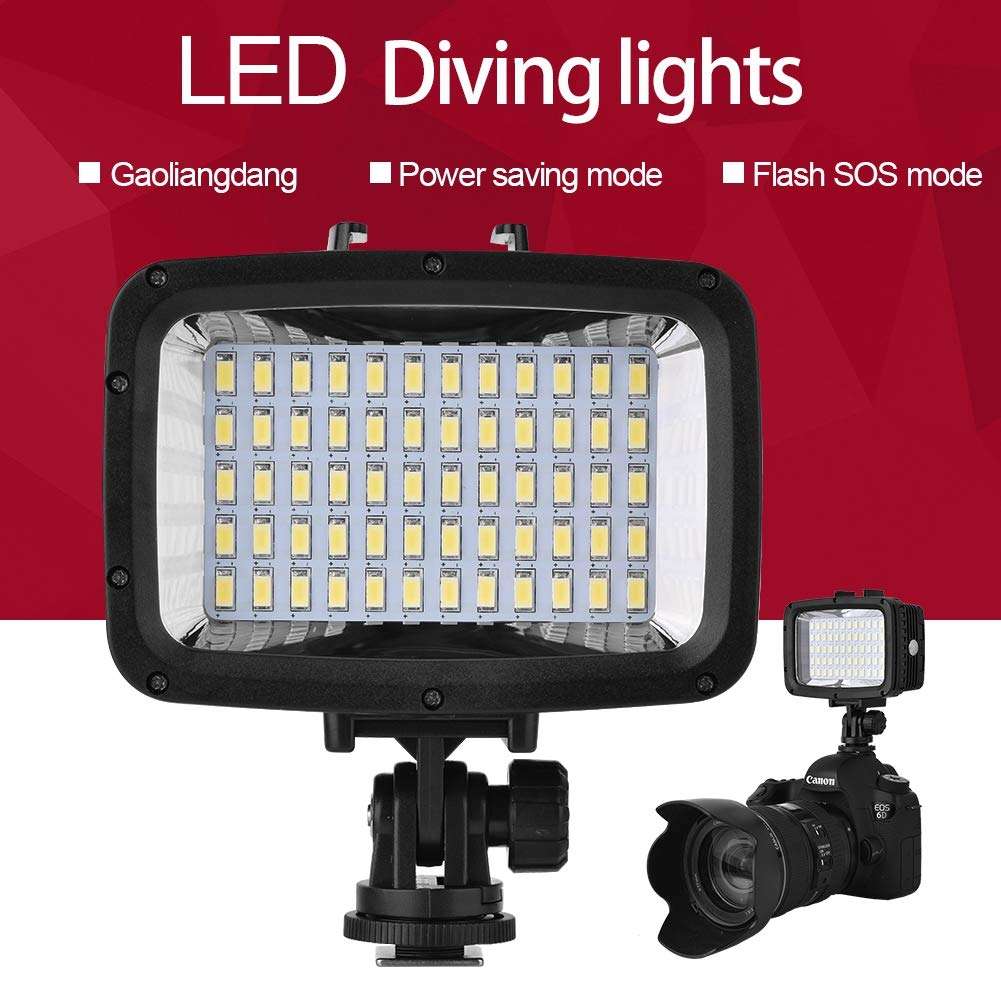 Camera Light 40m/130ft Underwater Waterproof Diving 60pcs LED Video Light 16:9 Wide Screen Fill Lamp for Camera and Smartphone 3