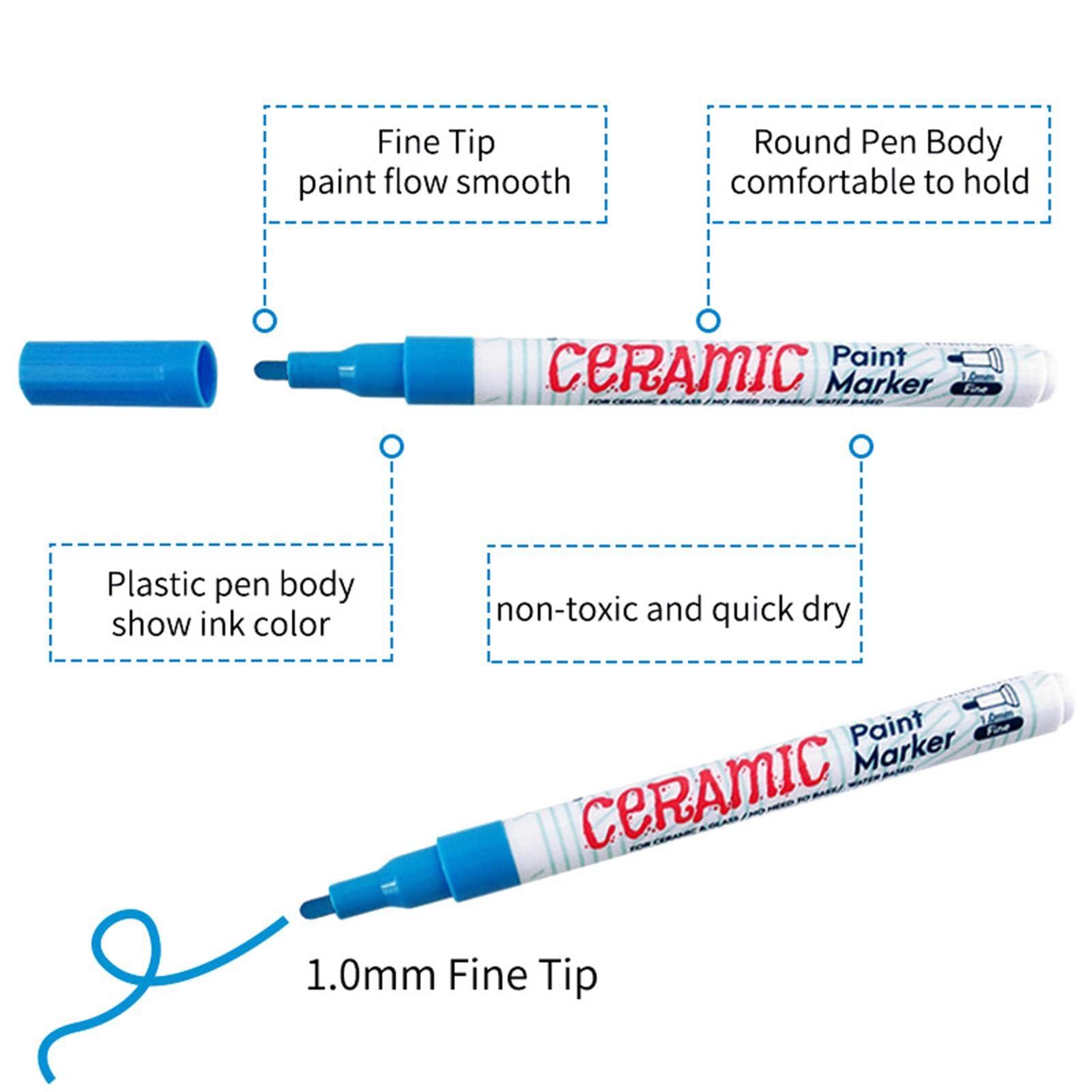 GIANTE 12pcs Rock Pebble Painting Paint Pens Permanent Waterproof Paint Marker Pens (59035134GI) 4