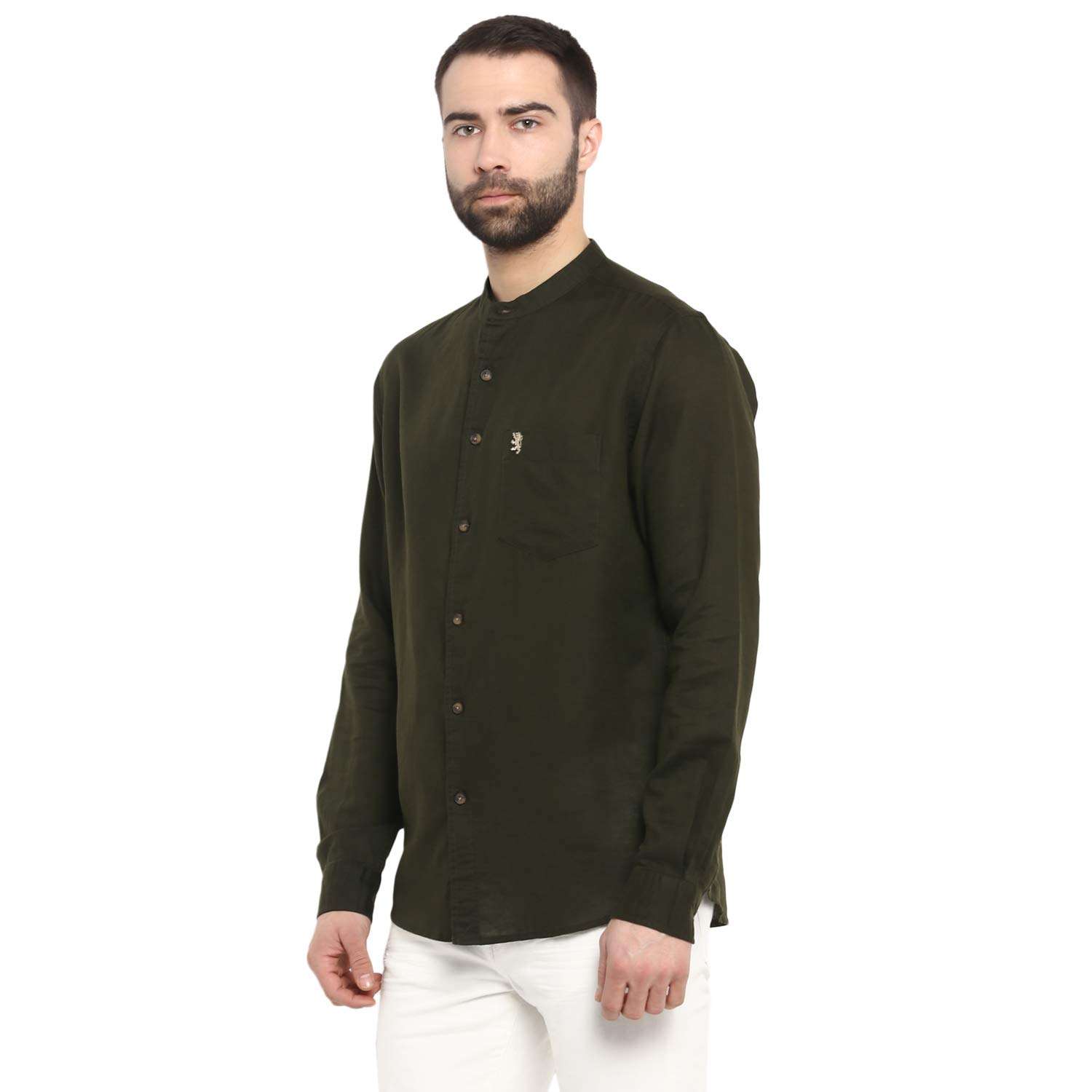 Red Tape Men's Solid Regular fit Casual Shirt (RFS0046_Olive_Large L) 2