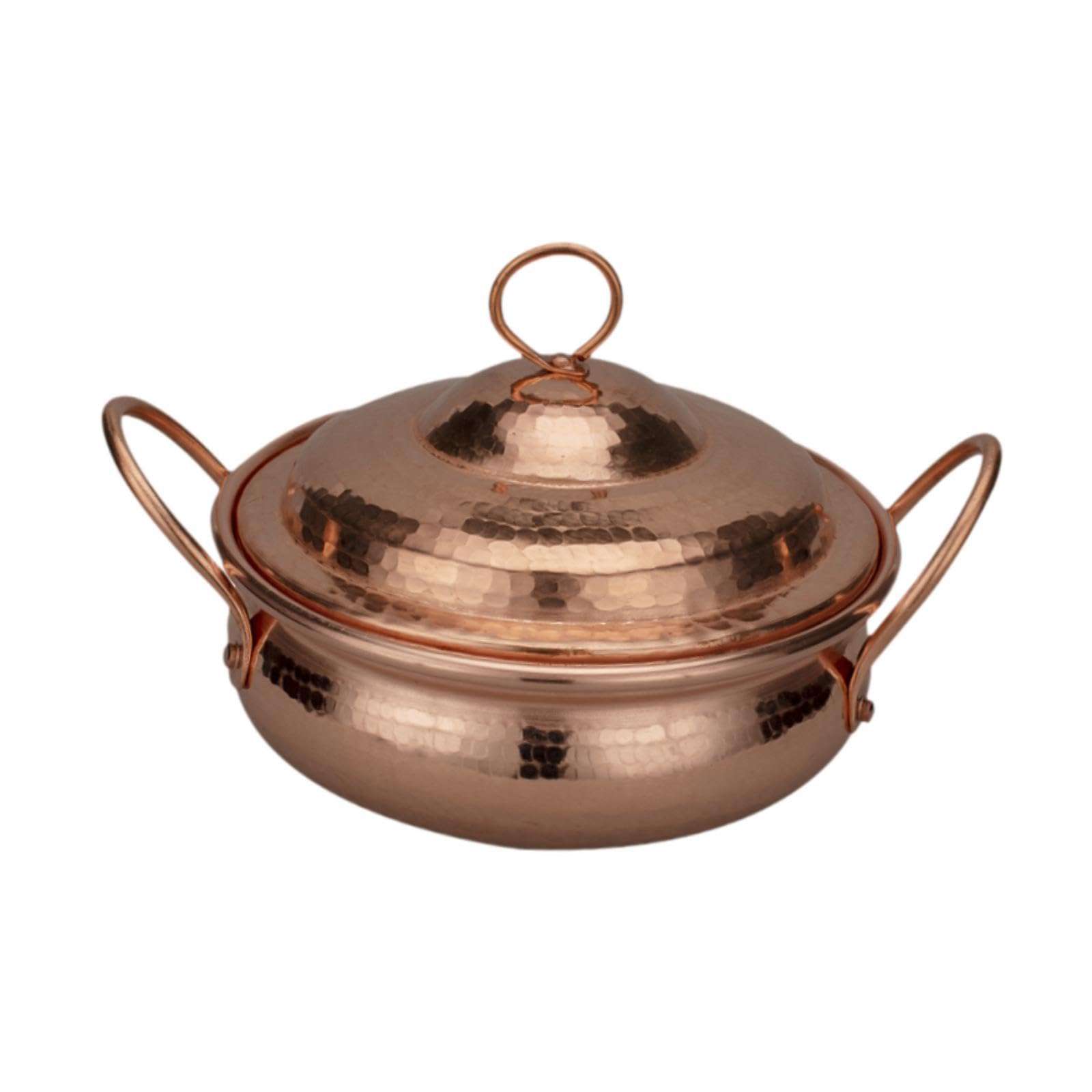 Bothyi Hot Pot Copper Cookware Restaurant Stew Pan with Lid Thickened Saucepan Beautiful Shape Cooking Stockpot Copper Pot, 16cm 3
