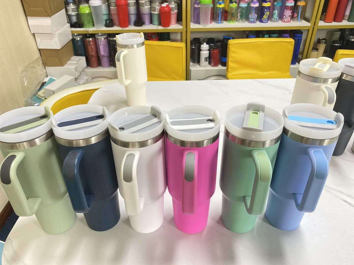 Premium Stainless Steel Tumblers - 40 oz Tumbler with Handle, Lid and Straw - Ideal Iron Flask for Hydration - Durable Stainless Steel Bottles with Straw Included 2