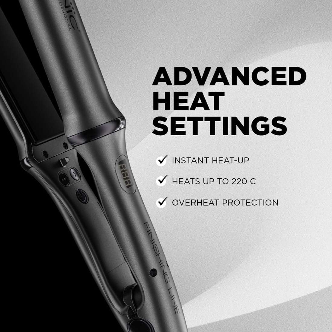 Ikonic Finishing Line Hair Iron Straightener with Digital Dispaly, Maximum temperature of 220 degrees, Floating ceramic plates, Ionic technology, Automatic shutoff, For All Hair Type 6