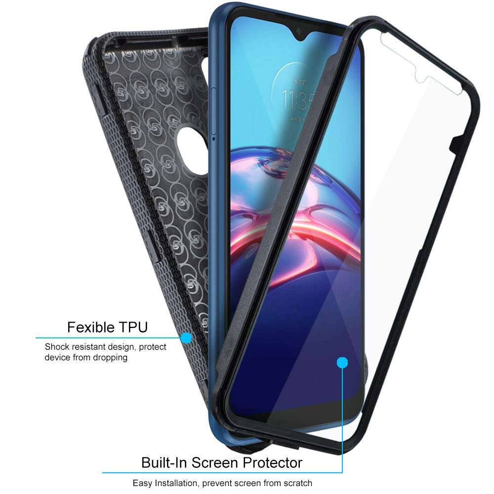 COVRWARE Aegis Series Case Compatible with Moto E (2020) / E7 with Built-in Screen Protector Holster Belt Swivel Clip Kickstand Heavy Duty Full Body Armor Shockproof Protective Cover, Black 3