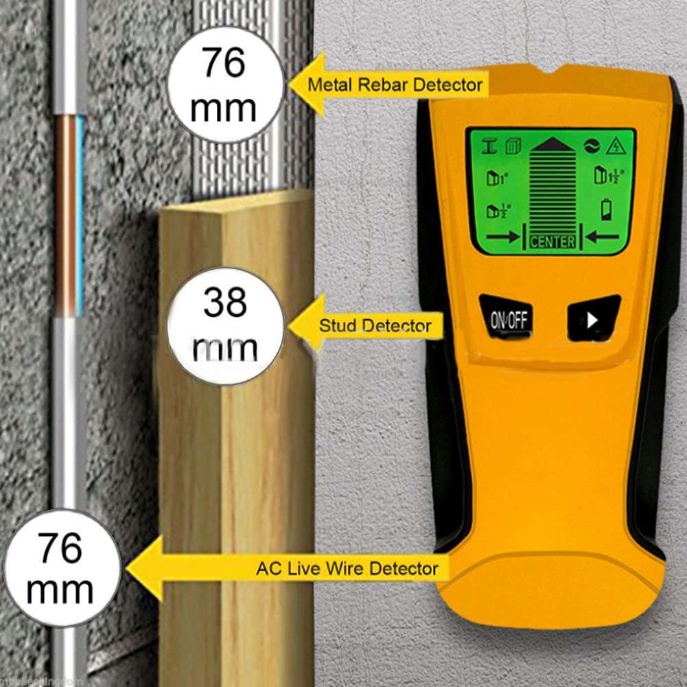 3 in 1 Live Wire Metal Detector Stud Wood Wall Center Scanner Finder Metal AC Tool Kit with LCD Screen 5