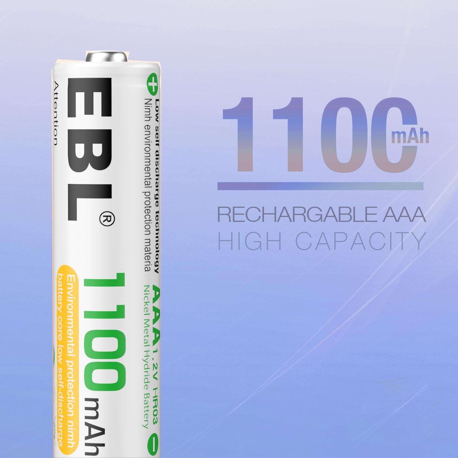 EBL Rechargeable AAA Batteries, 8 Pack 1100mAh NiMH Triple AAA Batteries and Individual AA AAA Battery Charger 6